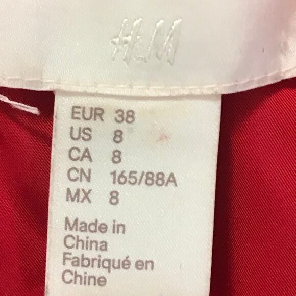 H & M Coat Jacket Size 8 Womens Zip Front Red Baseball Bomber Zip Size Eight 8 - Picture 4 of 8